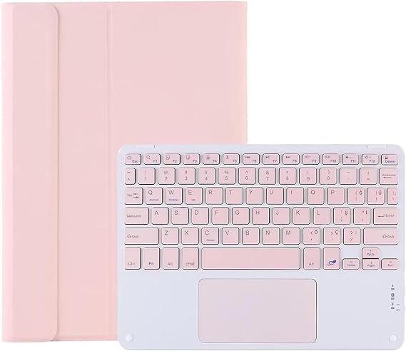 Microcase Samsung Galaxy Tab A9 Plus LTE SM-X218 11 inch Tablet ile uyumlu Bluetooth Touchpad Klavye + Standlı Kılıf - BKK5 Pembe