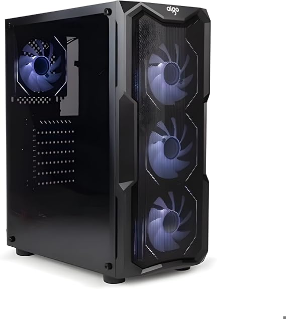 Aigo AQUARIUS 650W Mid Tower Gaming Bilgisayar Kasası, ATX/M-ATX/Mini-ITX Uyumlu, 7 Fan Yuvası, 330mm Ekran Kartı Desteği, USB 3.0/2.0, 365x192x450mm, Üst Düzey Hava Akışı, Siyah