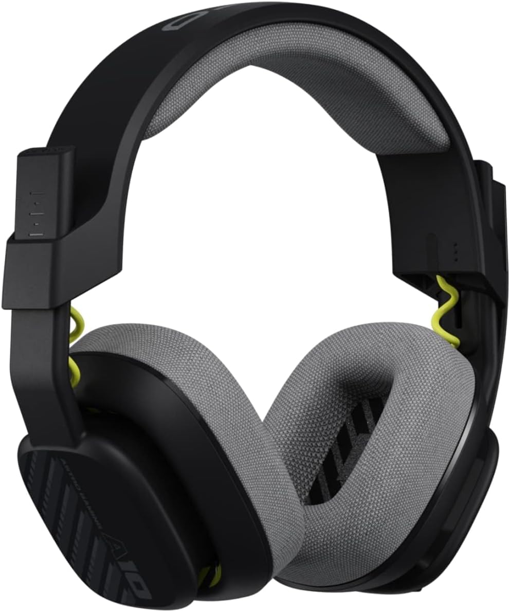 Logitech ASTRO A10 oyun kulaklığı, Gen 2 kablolu kulaklık, kulak üstü oyun kulaklığı, hafif ve sağlam, kolay açılır kapanır mikrofon, 32 mm sürücü, PS5, PS4, Nintendo Switch, PC için, siyah