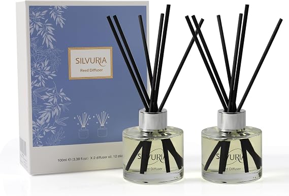 Reed Diffuser Set,2x100ml Bamboo Scented Oil Diffuser