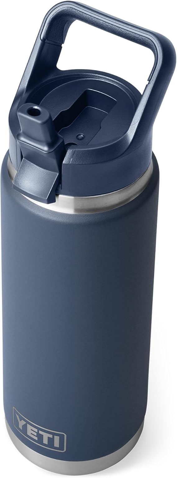 YETI Rambler 26 oz (769 ml) Water Bottle with Straw Cap, Navy