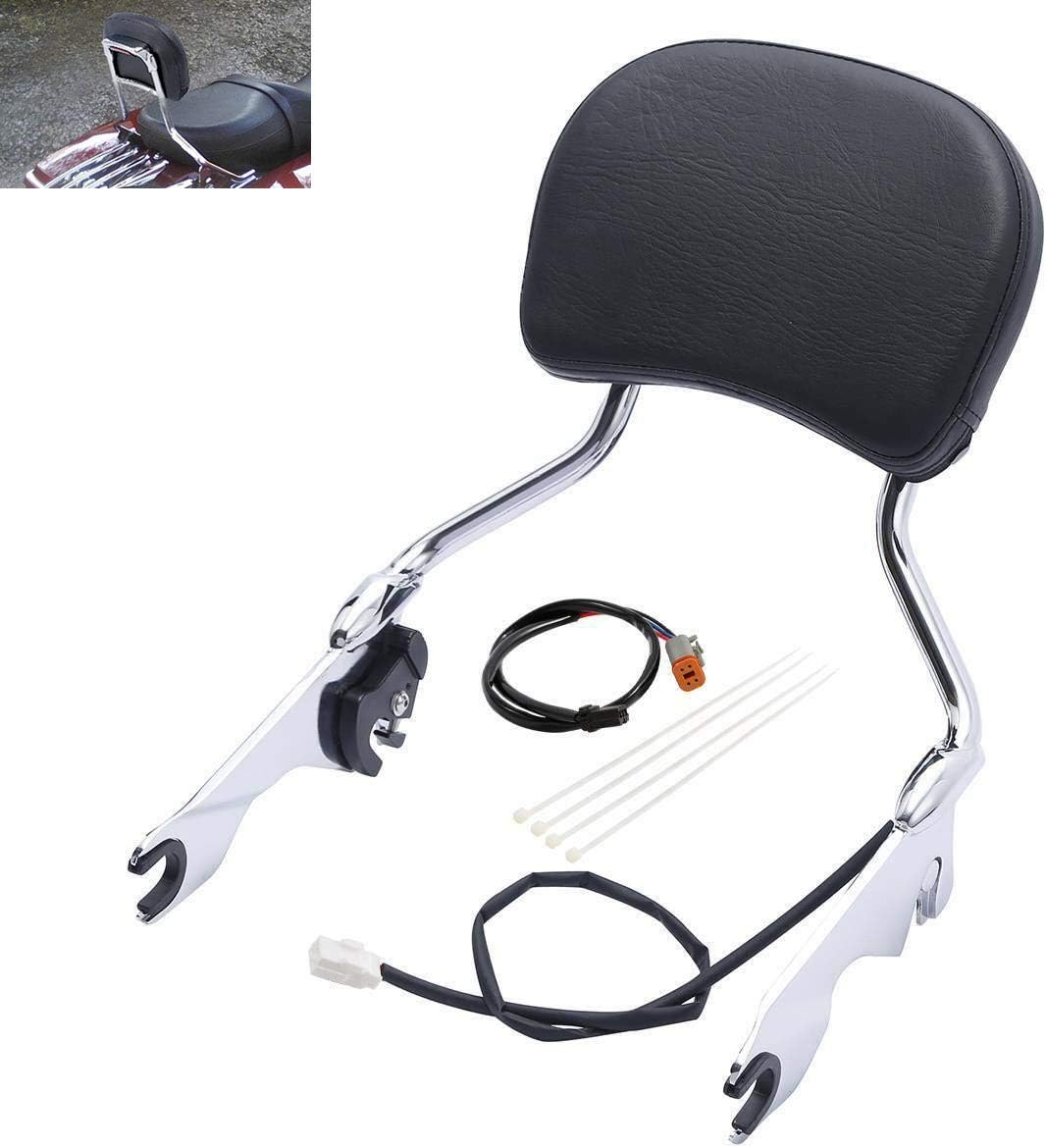 TCMT Detachable Sissy Bar Backrest Upright Red Brake Light Fit For Harley Touring 2009-2013