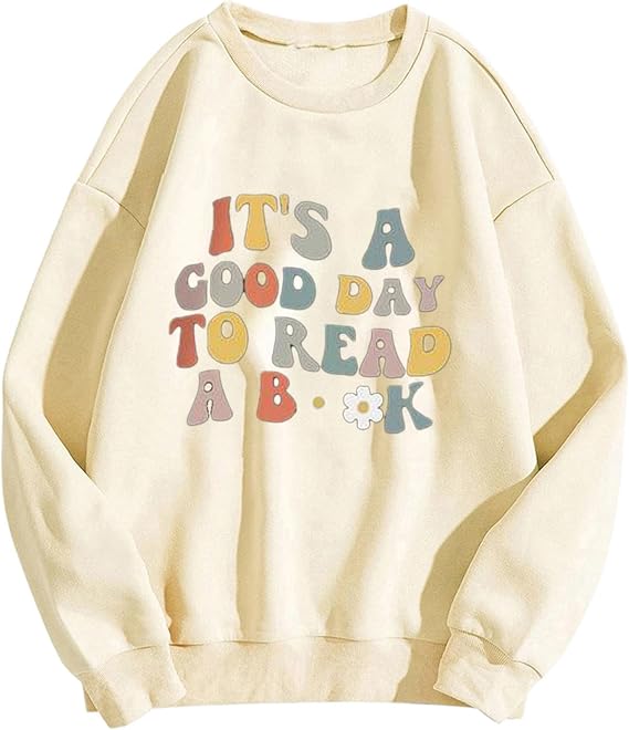 Ceboyel Womens Letter Graphic Print Sweatshirts Crew Neck Pullover Tops Long Sleeve Cute Shirts Trendy Girls Teen Clothes