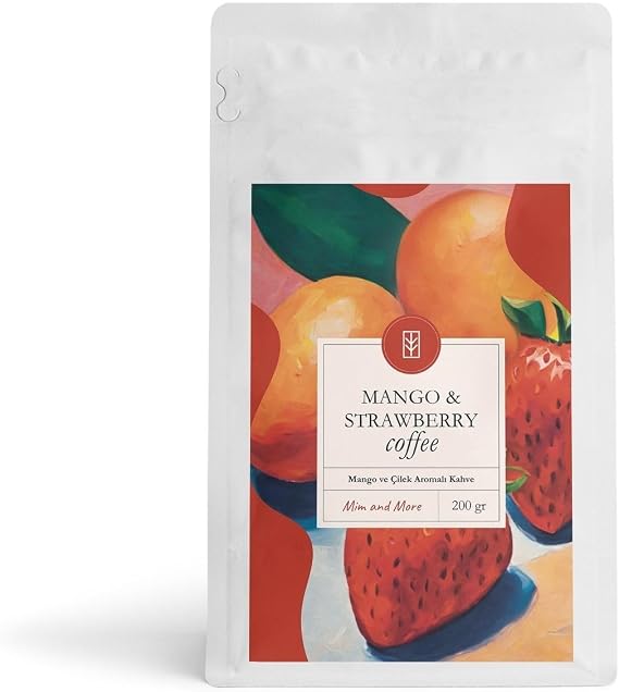 Mim and More Mango & Strawberry Coffee - Mango ve Çilek Aromalı Kahve Filtre Kahve, 200 Gr
