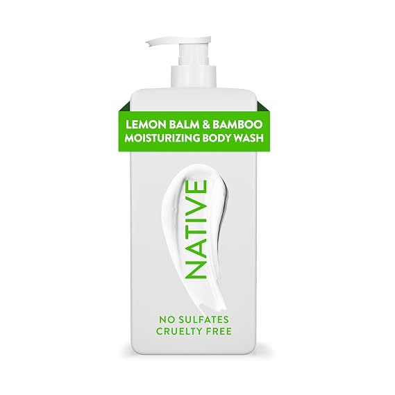Native Moisturizing Body Wash Contains Naturally Derived Ingredients | For Women & Men, Sulfate, Paraben, Dye Free Leaving Skin Soft and Hydrated | Lemon Balm & Bamboo 18 oz
