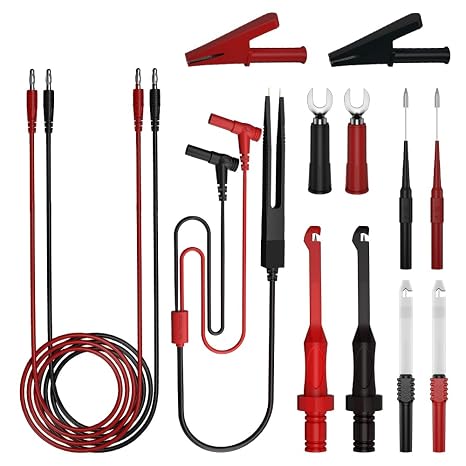 13pcs 4mm Banana PlugTest Leads Kit Digital Electrical Test Probes Set Fully Insulated Alligator Clips Test Tweezer Wire-Piercing Back Probe Pin 0079