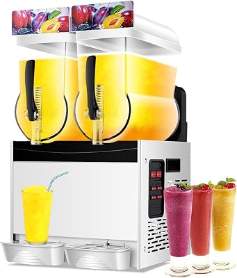 Souldou Commercial Slushy Machine,Suitable for alcoholic beverages,Stainless Steel 110V 15Lx2 Tank Margarita Maker,Frozen Drink Margarita Machine Smoothie Slushy Maker
