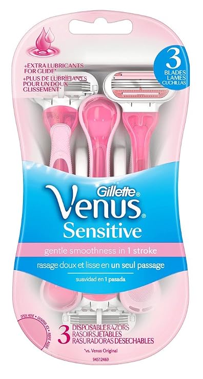 Gillette Womens Venus Sensitive 3-Disposable Razors ,3 Count(Pack of 1)