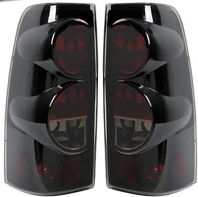 MOCW Tail Light Compatible With 1999-2006 Chevy Silverado 1500 2500 3500 2007 Classic,1999-2002 GMC Sierra 1500 2500 3500 Taillight Housing Replacement Left Driver & Right Passenger Side, BlackSmoke