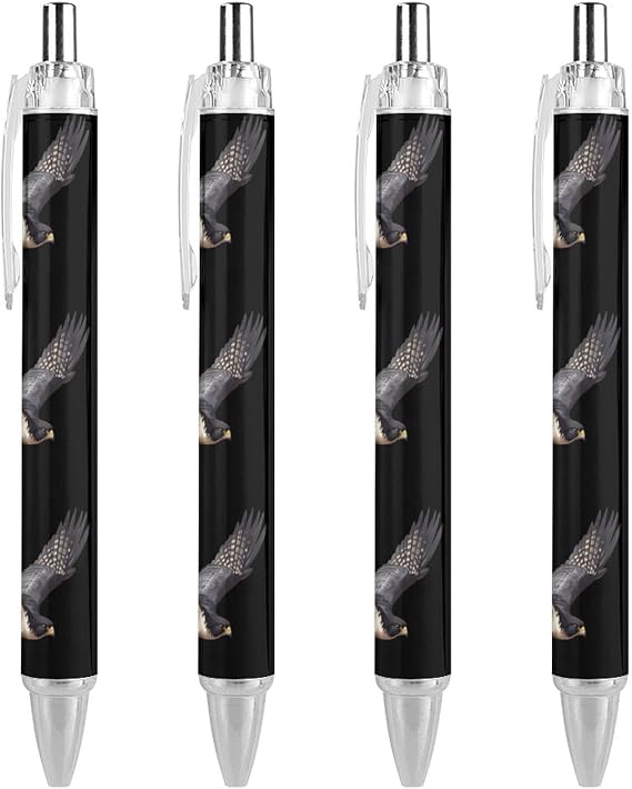 BHHJKKPeregrine Falcon Flying Retractable Ballpoint Pen 0.5mm Ball Point Pens Smooth Writing and Soft Grip for Office Desk Supplies,4 PCS