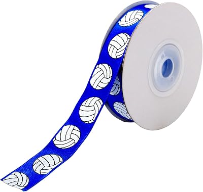 58 Inch x 33feet Satin Volleyball Ribbon for Crafting Sports Grosgrain Crafts Decorative Softball Ribbon Cheer Team Party Gift Wrapping Pack Wreath Decor Sewing DIY Blue