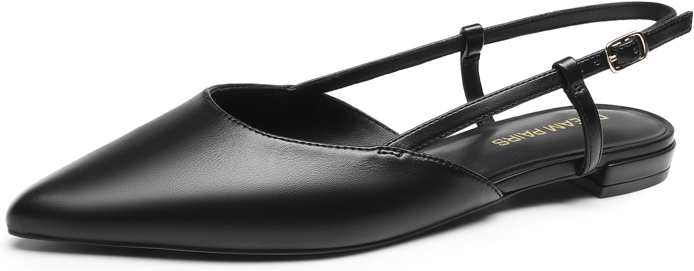 DREAM PAIRS Women's Slingback Dress Ballet Flats | Pointed Toe Flats, Buckle Strap, Classic Low Heel Dress Shoes for Casual Work Office Party