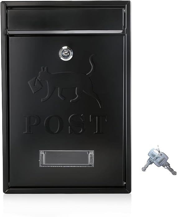 Wall Mounted Post Box Lockable Waterproof Mailbox for Outside 32x22x8.4cm