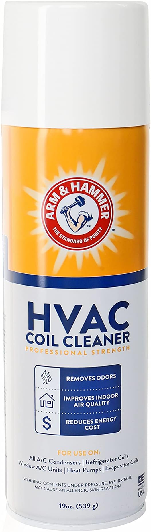 Arm & Hammer Biodegradable HVAC and Air Conditioner Coil Cleaner Foam Aerosol Spray, 19 fl. oz, AHCC-19 by Diversitech