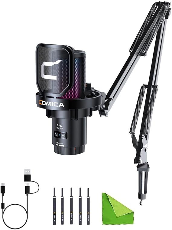 comica EJoy Uni A USB Microphone for Computer and Smartphone-Black