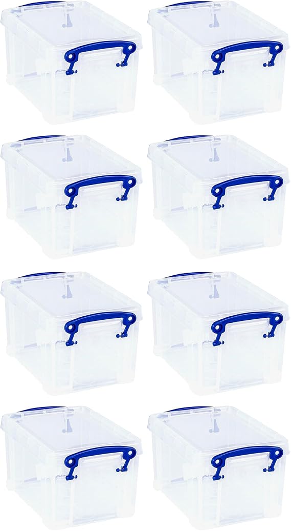 Really Useful Box 1.6 Liter Storage Container, Clear, 8 Pack