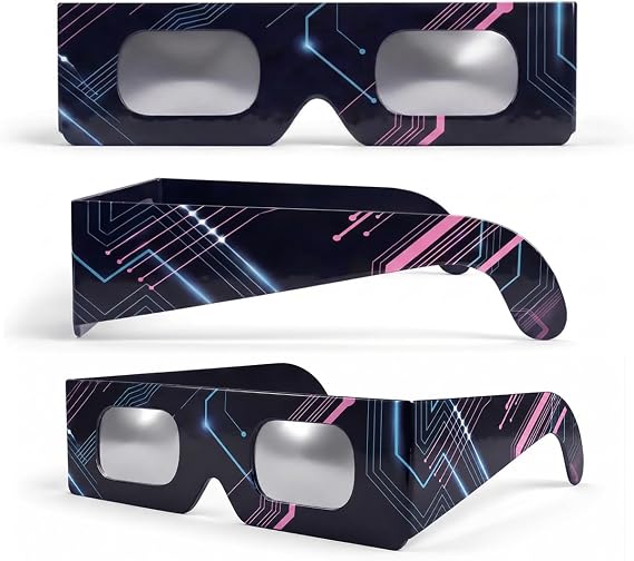 Solar Eclipse Glasses 2/6/12 Pack, 45mm Frame Height, Fits Over Optical Glasses, EN ISO 12312-2:2015 Tested, CE Marked for Safe Direct Sun Viewing – Circuit Board
