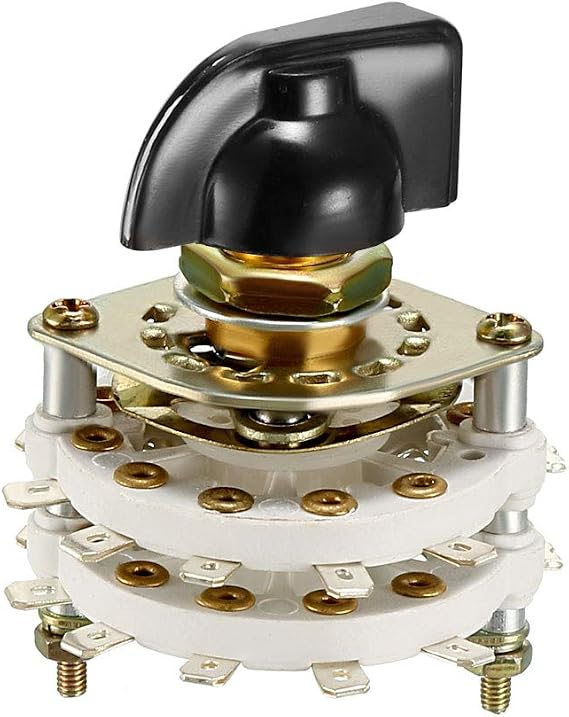 uxcell 2P10T 2 Pole 10 Position 2 Deck Band Channel Rotary Switch Selector | with Plastic Knob