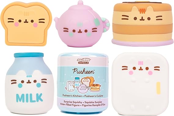 Hamee SquiSHU Capsule Pusheen the Cat Series 6: Kitchen Squishy Toy - 1 Pc. | Cute Water-Filled Squishy Toy, Mystery Blind Capsule, Birthday Gift, Party Favor, Gift Basket Filler, Stress Relief
