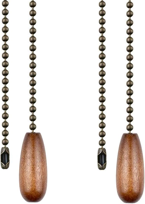 Ceiling Fan Chain Pulls Walnut Wooden Pull Chain Extension Pull Chain for Ceiling Light Lamp Fan Chain 2 Pack