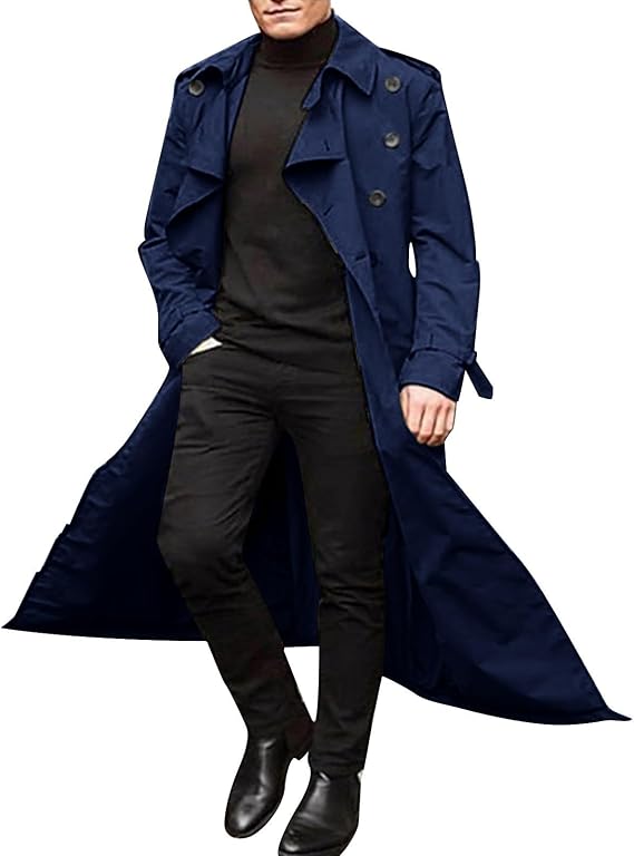 Men's Trench & Rain Coats Waterproof Winter Trenchcoats Lapel Long Jackets