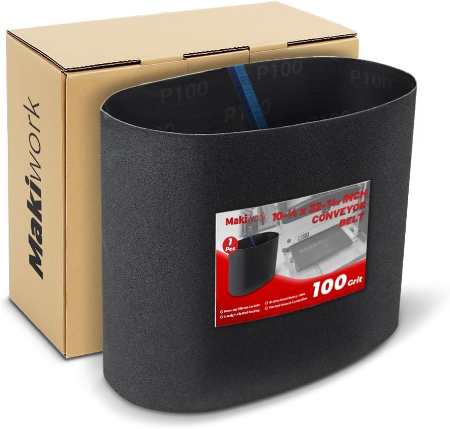 Drum Sander Feed Belt Conveyor Compatible With JET 10-20 Drum Sander - 10-14 x 32-532 Silicone Carbide Feed Belt, 100 Grit