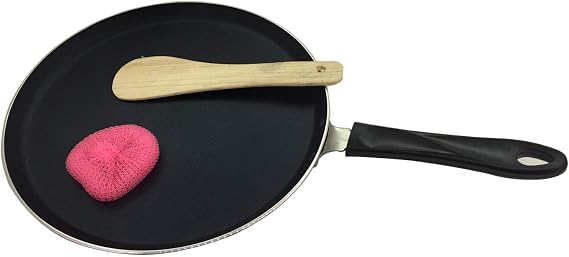 Nonstick Dosa Pan Heavy Duty Flat Tawa for South Indian Dosa Roti Paratha & Pancakes | Gas Stove Compatible Cookware 2.6mm Thickness Non-Stick Flat Dosa Tava (275mm)