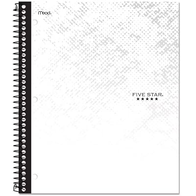 Five Star Spiral Notebook, 1 Subject, 100 Sheets, College Ruled, Graphics, Bitmap White Unknown Binding