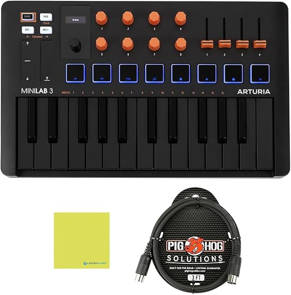 Arturia MiniLab 3 MIDI Bundle, Controller, 25-Key - Black