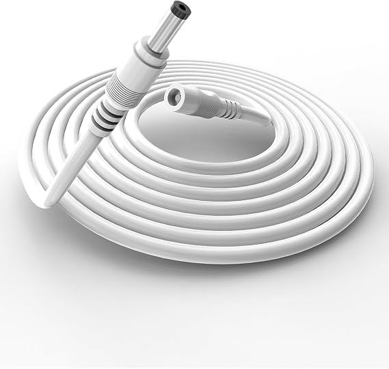 Tonton 15W 10Ft Echo Dot Show Extension Cord Replacement 12V 1.25A for Alexa Echo Dot (3rd 4th Gen), Echo Dot with Clock, Echo Dot Kids Edition, Echo Show 5, Echo Spot, Fire TV Cube(White, 20AWG)