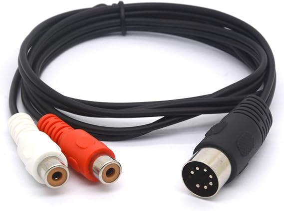 Din 7 Pin Male to Dual RCA Female Audio Cable Cord (1 Meter) | for Bang & Olufsen, Naim, Quad.Stereo Systems