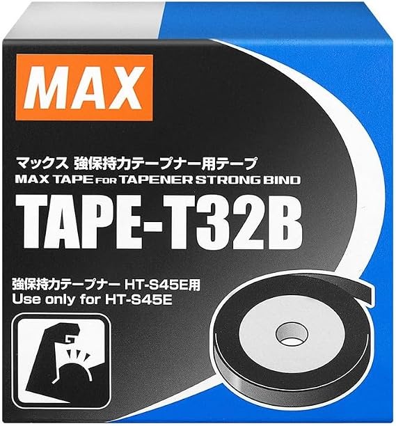 MAX TAPE-T32B Tape for Strong Bind Tapeners (Box of 5 Rolls), Black