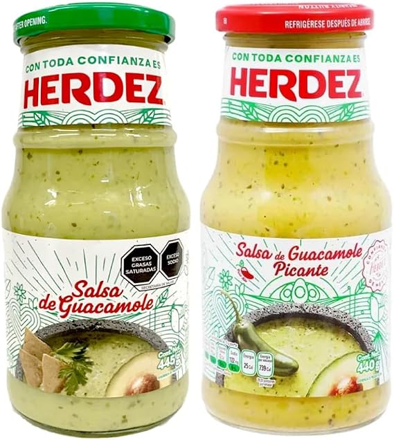 Guacamole and Extra Spicy Guacamole Imported Mexican Sauces 240g (Pack of 2) - Herdez
