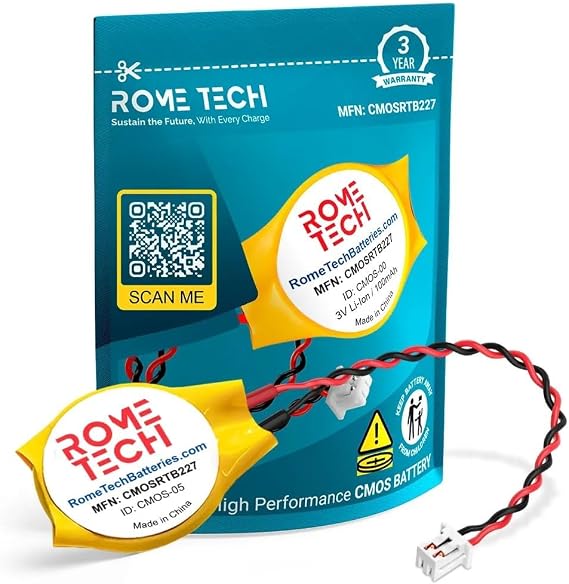 Rome Tech CR2032 CMOS Battery for Dell Latitude 2110, 2120, E5470