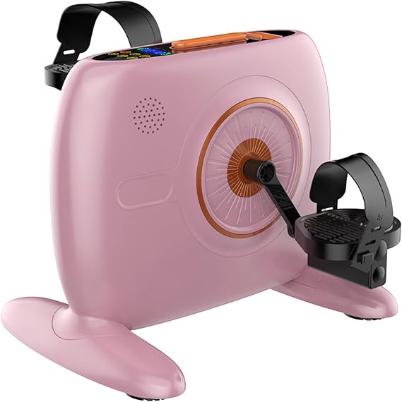 Pedal Exerciser Bike Home Intelligent Rehabilitation Machine, Under Desk Bike Pedal Exerciser, Mini Exercise Bikes Peddler Exerciser for Arm Leg Physical Therapy and Seniors Rehab Leg Exercisers(Pink)
