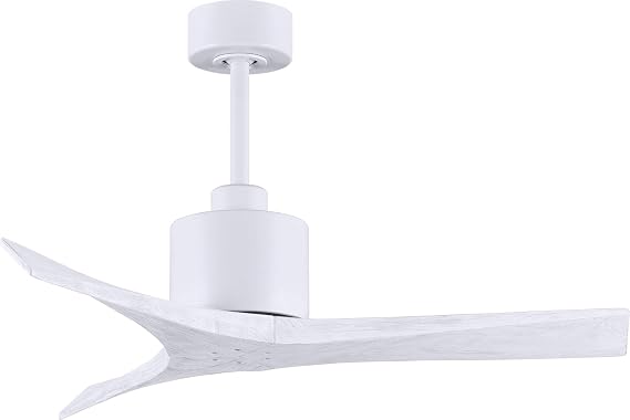 Matthews Fan Company MW-MWH-MWH-42 Mollywood Damp Rated 42" Ceiling Fan without Light, Remote & Wall Control Included, Silent DC Motor, 3 Solid Wood Blades, Matte White