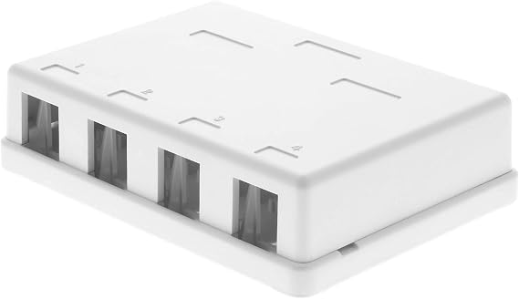 Networx 4-Port Ethernet Keystone Jack Surface Mount Box, Unloaded, White