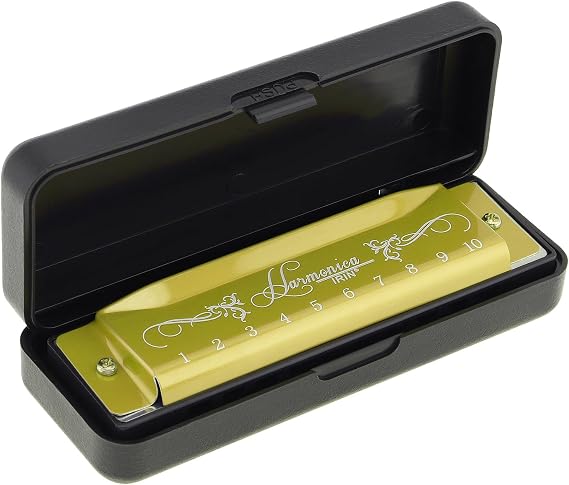 Blues Harmonica Mouth Organ, Diatonic Blues Harmonica Key of C, 10 Holes 10 Tones Blues Harp Mouth Organ Harmonica (Gold)