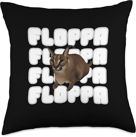Big Floppa Meme Cat Throw Pillow