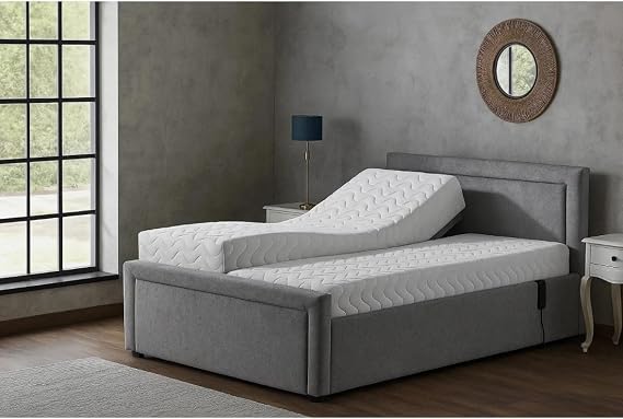 Adjustable Electric Mobility Bed with Plain Headboard With memory Foam Mattress (Any you want, 4ft 6in double)
