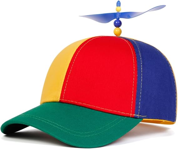 Detachable Rainbow Helicopter Baseball Cap, Classic Adult Propeller Hat Adjustable Cute Baseball Cap Snapback Hat for Fun Events