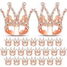 24 Pcs Crown Cake Topper Mini Baby Crown Tiny Queen Small Alloy Crystal Princess Headpiece Cake Decoration for Women Lady Girl Bridal Wedding Royal Themed Baby Shower Birthday Party(Rose Gold)