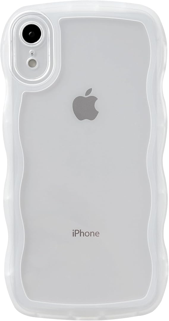 Caseative for iPhone Xr Case, White | Solid Color Curly Wave Frame Clear Soft
