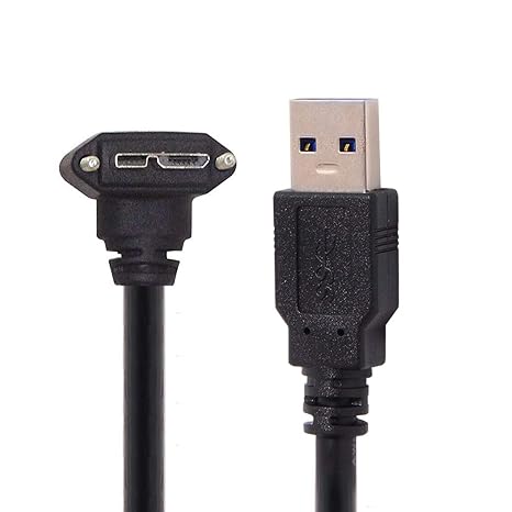 chenyang Micro USB 3.0 Cable USB 3.0 Type A Male to Micro B Male 90 Degree Down Angled Cable with Mount Panel Screws 1.2M