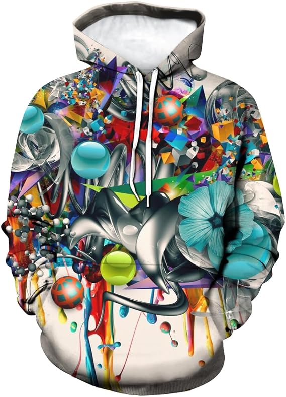 Fashion Novelty Hip-Hop Graffiti Print Men's Hoodies Hooded Sweatshirts Pullover Unisex