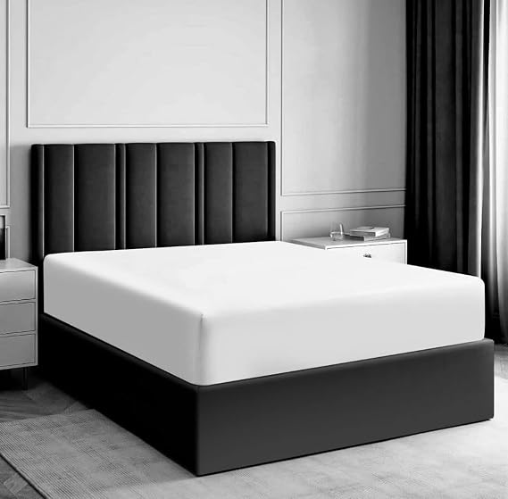 Extra Deep Fitted Sheet 500 Thread Count 100% Pure Egyptian Cotton 40 CM/16 Inch Deep Mattress Pocket 5 Star Hotel Quality Luxurious Bottom Fitted Sheet (White, King)