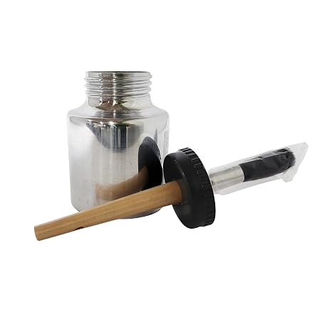 Rema TIP TOP 6020 Aluminum Cement Dispenser Can with Brush Top Lid, 1 Quart Capacity, Wood Handle Applicator for Tire Repair Cement