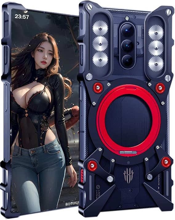 Metal Case for Nubia Redmagic 8S Pro, Cover for Red Magic 8S Pro+ Cell Phone, Mobile Phone Shell, Kickstand, Border Phone Case