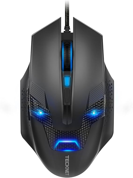 TECKNET Wired Gaming Mouse - 8000 DPI with 6 Adjustable Levels,6 Programmable Buttons & 6 Chroma RGB Backlit,Ergonomic Mice for PC/Mac/Laptop - Blue