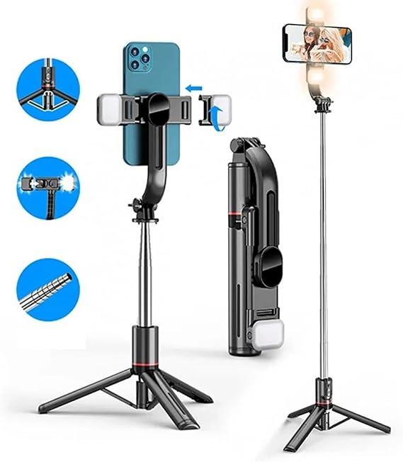 L12d Işıklı Selfie Çubuğu Uzaktan Kumandalı 116 Cm Tripod Özçekim Alüminyum Masa Üstü Tripod
